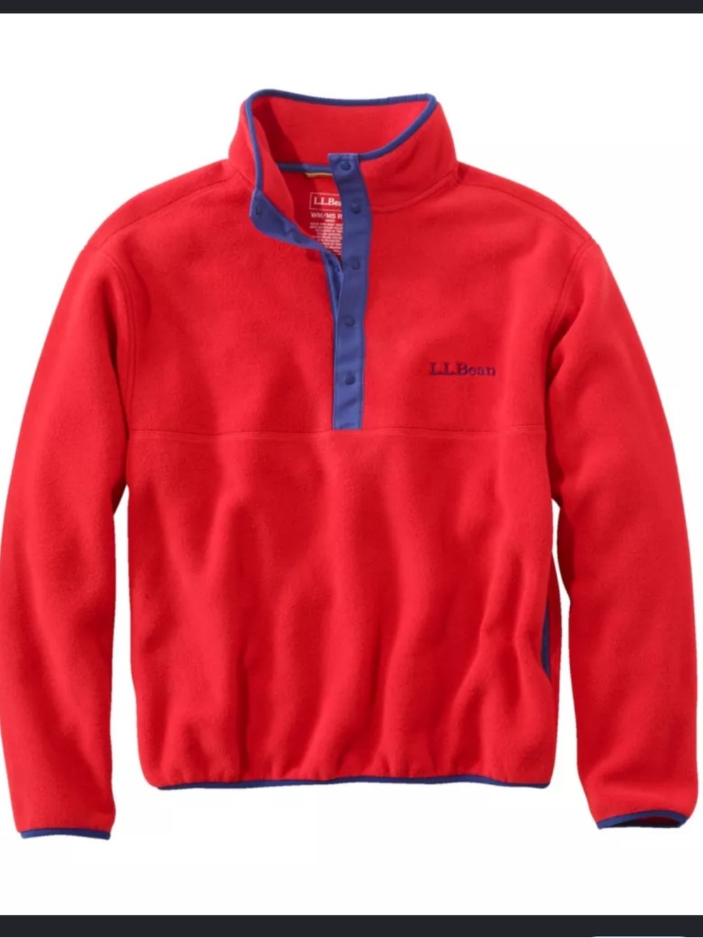 NWOT L.L.Bean Classic Snap Fleece II Pullover in Lobster Red